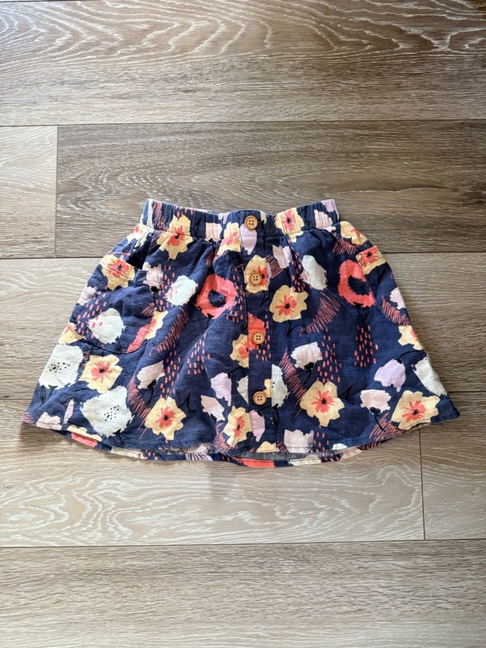 art class Navy Floral Girls Skort with Yellow & Pink Flowers